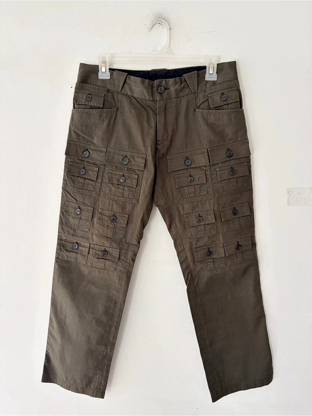 Dolce Gabanna Mens Multi Pocket Olive Green Pants Size Size S